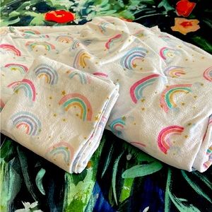 Pottery Barn Kids flannel rainbow sheets
